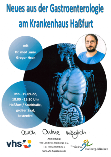 Vortrag "Frühzeitige Erkennung von Tumorerkrankungen" am 19.09.2022 um 18 Uhr